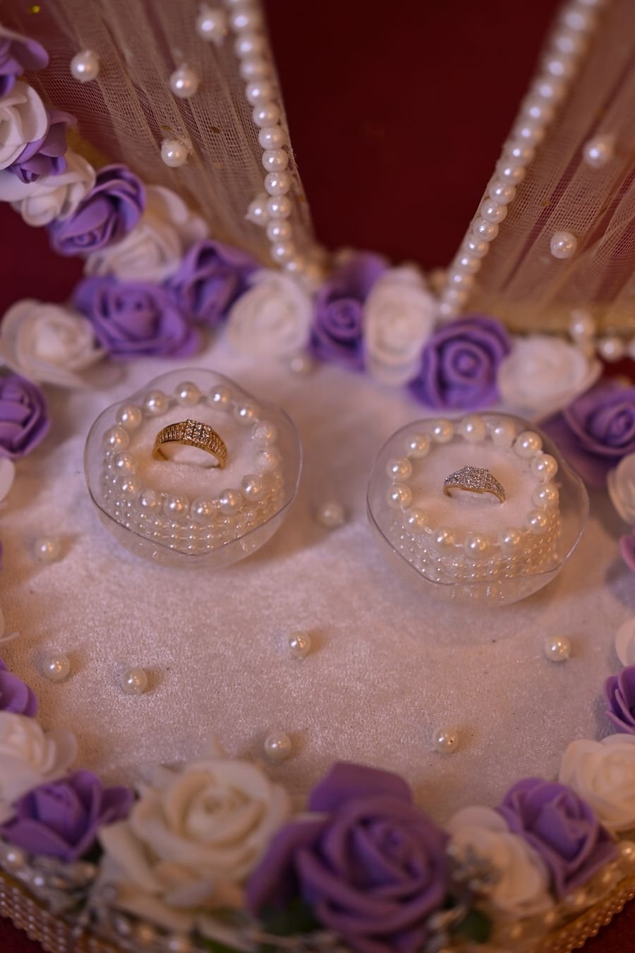 Wedding Ring Display with Floral Decor